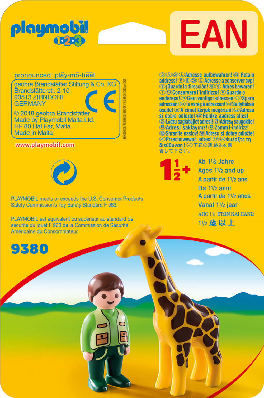 Ingrijitor zoo cu girafa playmobil 1.2.3 - 1