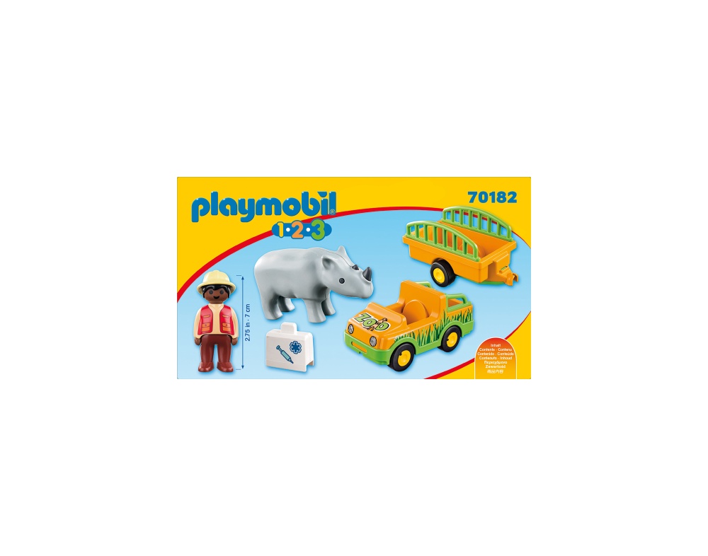 Masina zoo cu rinocer playmobil 1.2.3 - 2