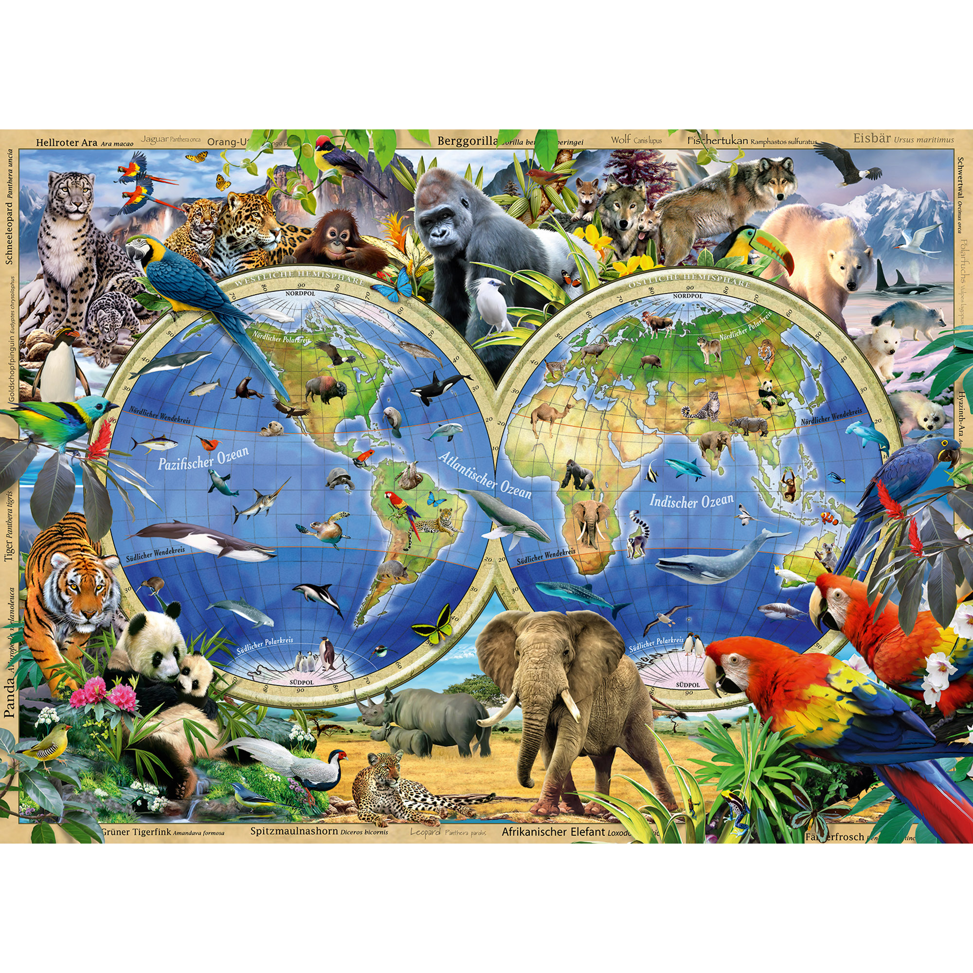 Puzzle animalele lumii 100 piese ravensburger - 1