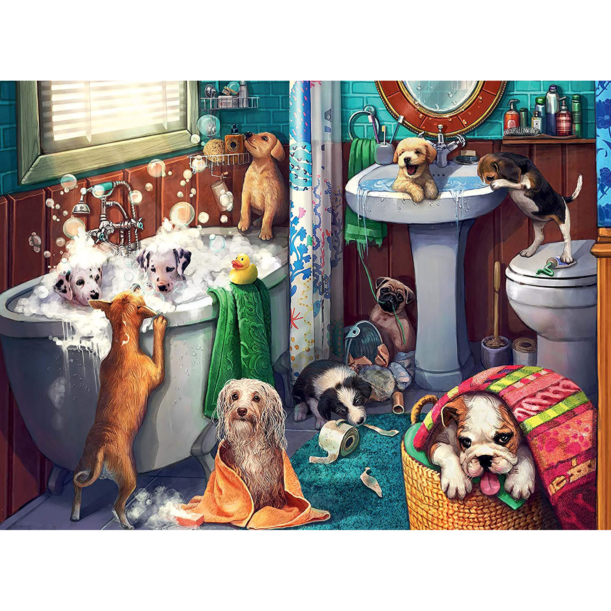 Puzzle catelusi in baie 200 piese ravensburger - 1