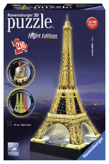 Puzzle 3d turnul eiffel noaptea 216 piese ravensburger