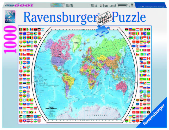 Puzzle copii si adulti harta lumii 1000 piese ravensburger imagine