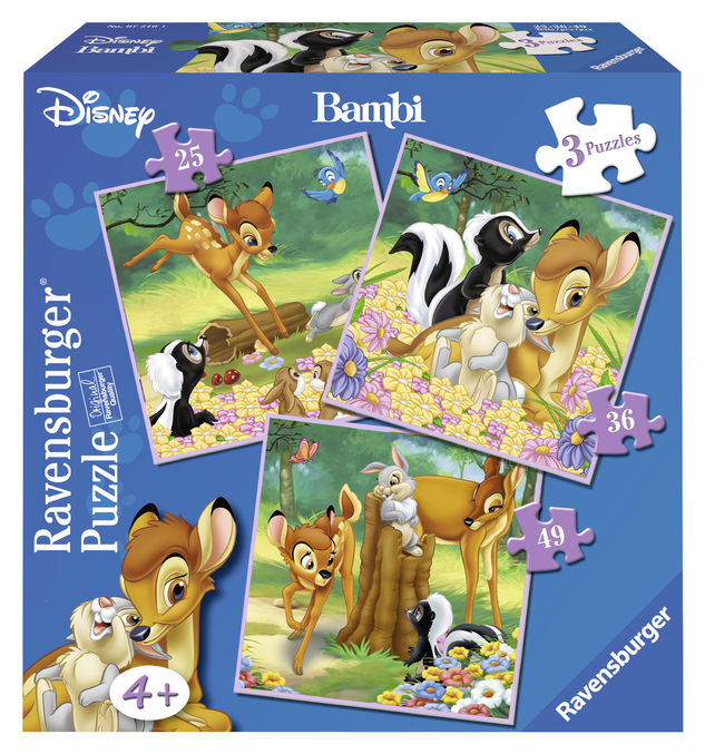 Puzzle bambi 3 buc in cutie 25/36/49 piese ravensburger
