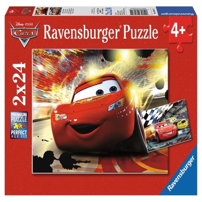 Puzzle cars rosu si galben 2x24 piese ravensburger