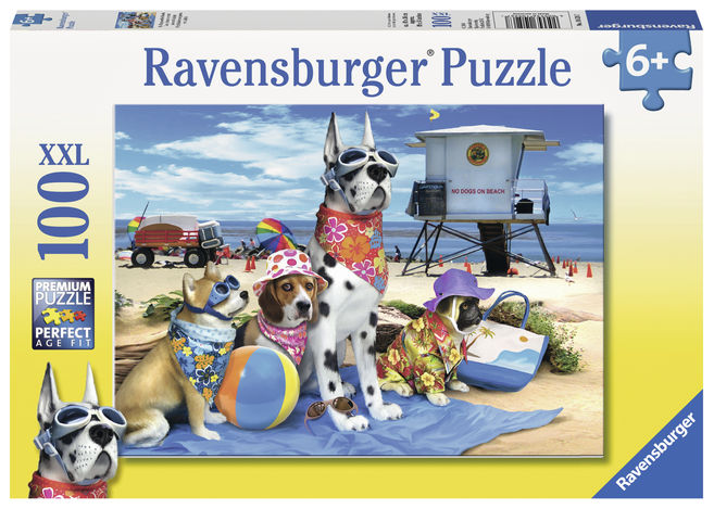 Puzzle catelusi pe plaja 100 piese ravensburger