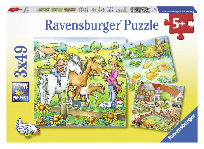 Puzzle animale de curte 3x49 piese ravensburger