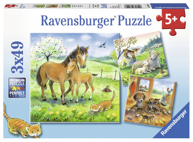 Puzzle animale si pui 3x49 piese ravensburger