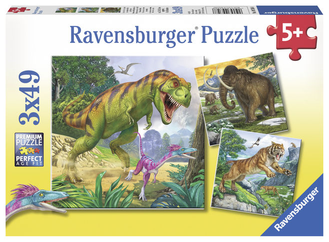 Puzzle dinozauri 3x49 piese ravensburger