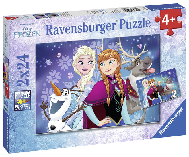 Puzzle frozen fetite 2x24 piese ravensburger