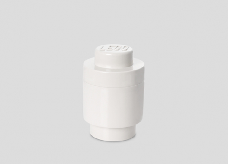 Cutie rotunda depozitare lego 1x1 alb