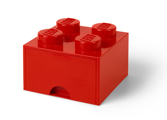 Cutie depozitare lego 2x2 cu sertar rosu