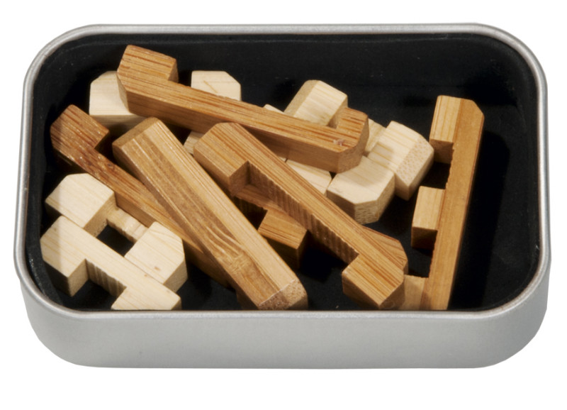 Joc logic iq din lemn bambus in cutie metalica-4 fridolin - 1