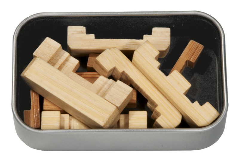 Joc logic iq din lemn bambus in cutie metalica-5 fridolin - 1