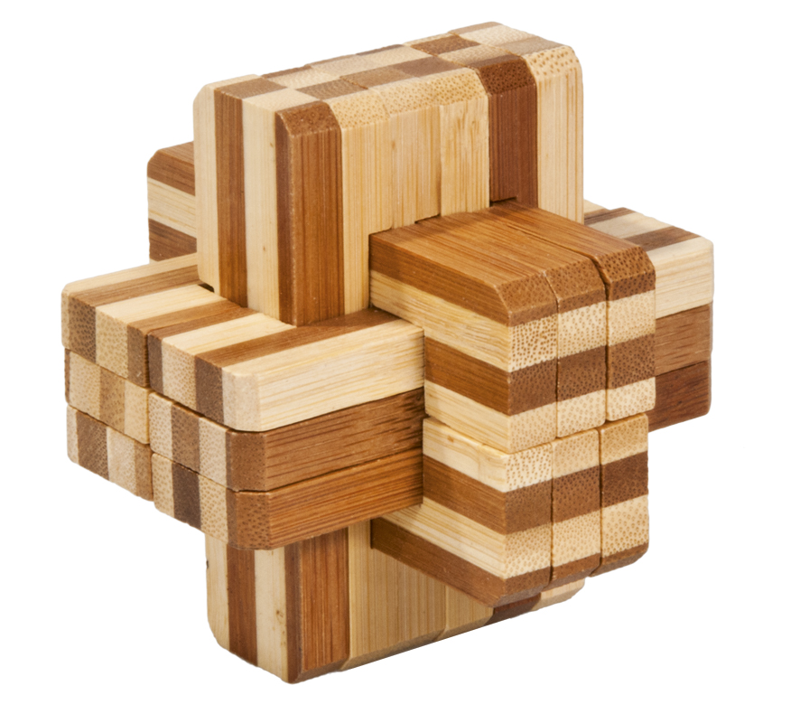 Joc logic iq din lemn bambus block cross fridolin imagine
