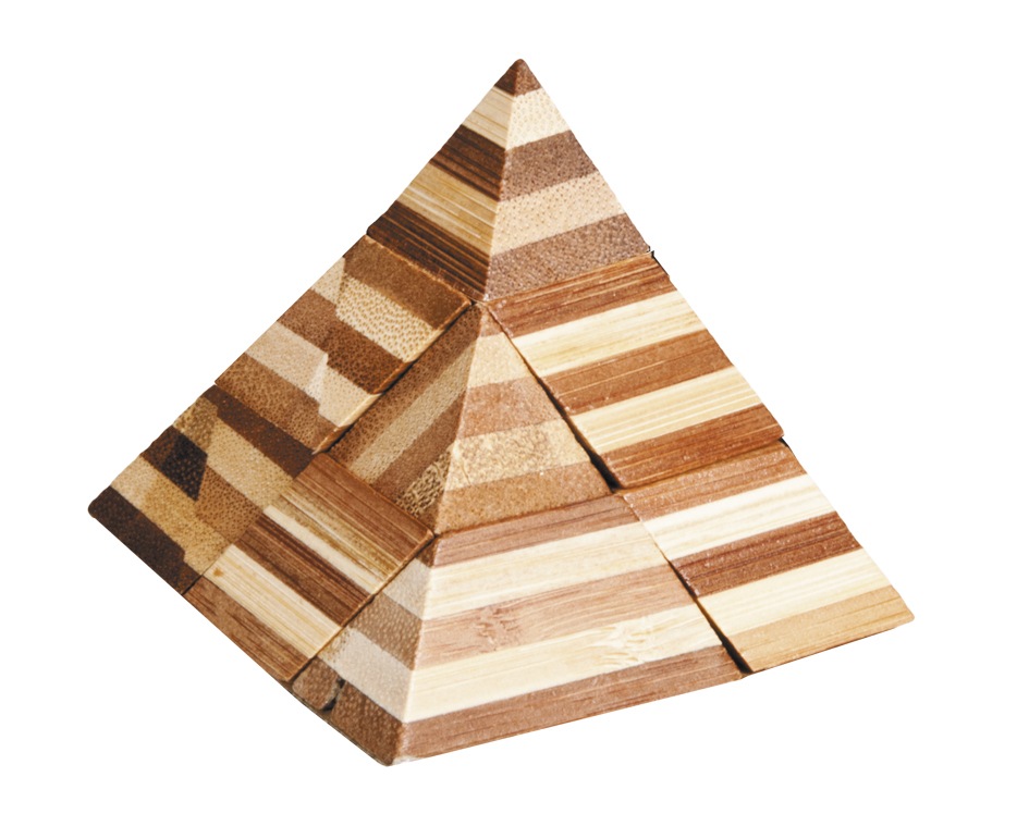 Joc logic iq din bambus 3d pyramid fridolin imagine