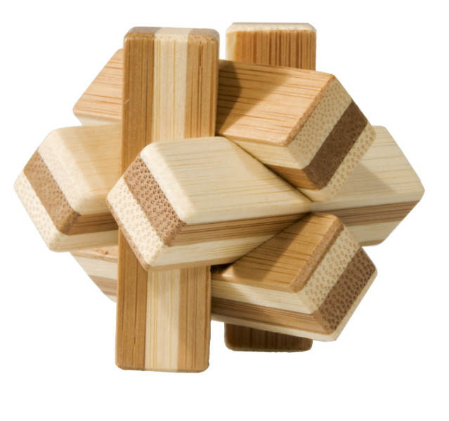 Joc logic iq din lemn bambus knot cutie metal fridolin imagine