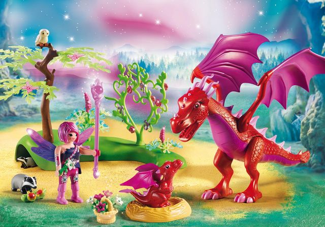 Dragonul prietenos cu puiul playmobil fairies - 1